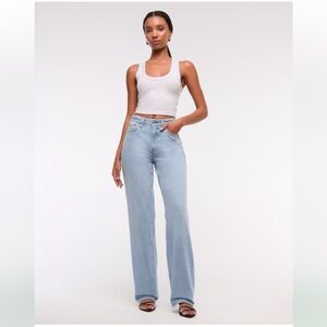 NWT Abercrombie and Fitch Curve Love High Rise Loose Jeans Size 34 Long